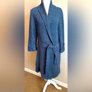 EUC Carolyn Taylor Cozy Blue Knit Cardigan with Belt Size XL